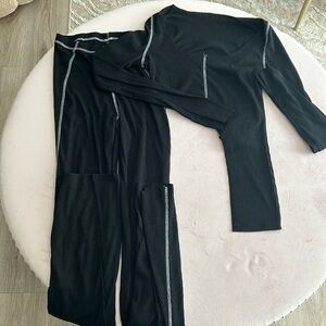 Black Distressed Long Sleeve Set